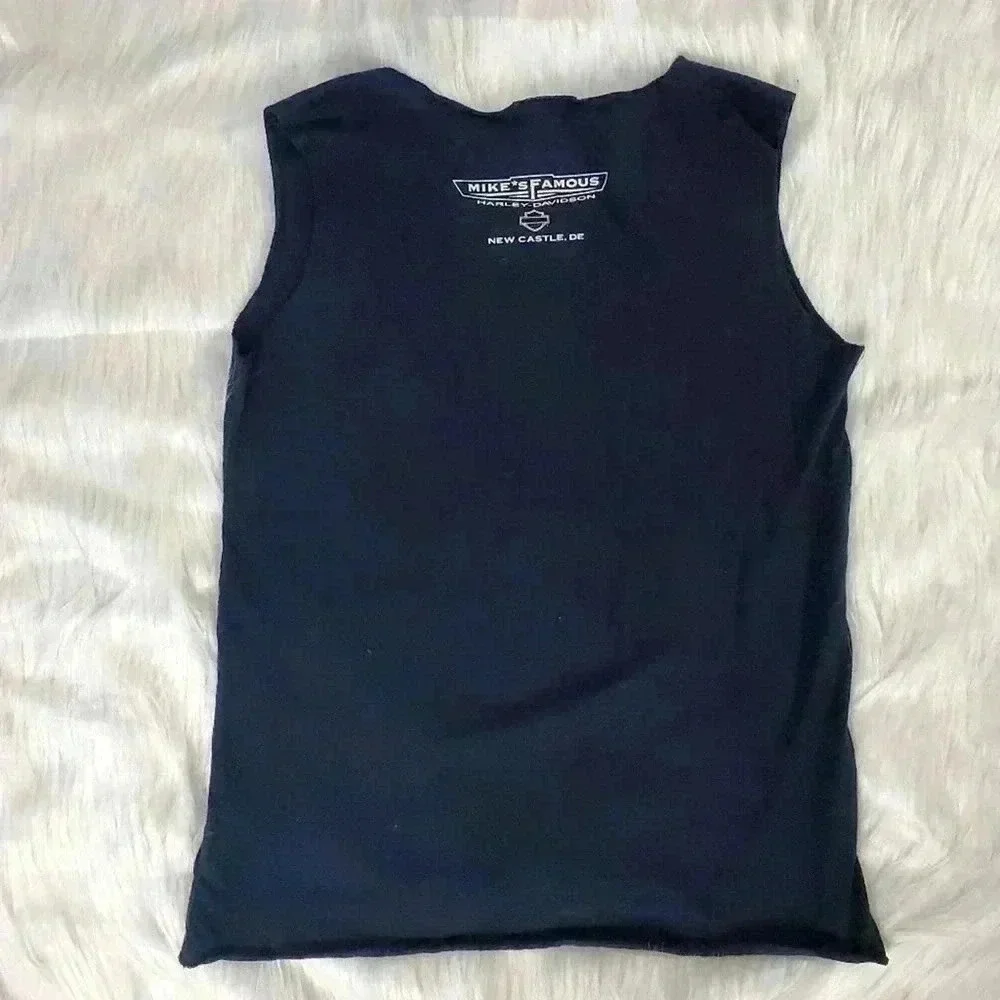 Vintage 90s Harley Davidson Biker Motorcycle Cutoff - Picture 4 of 8